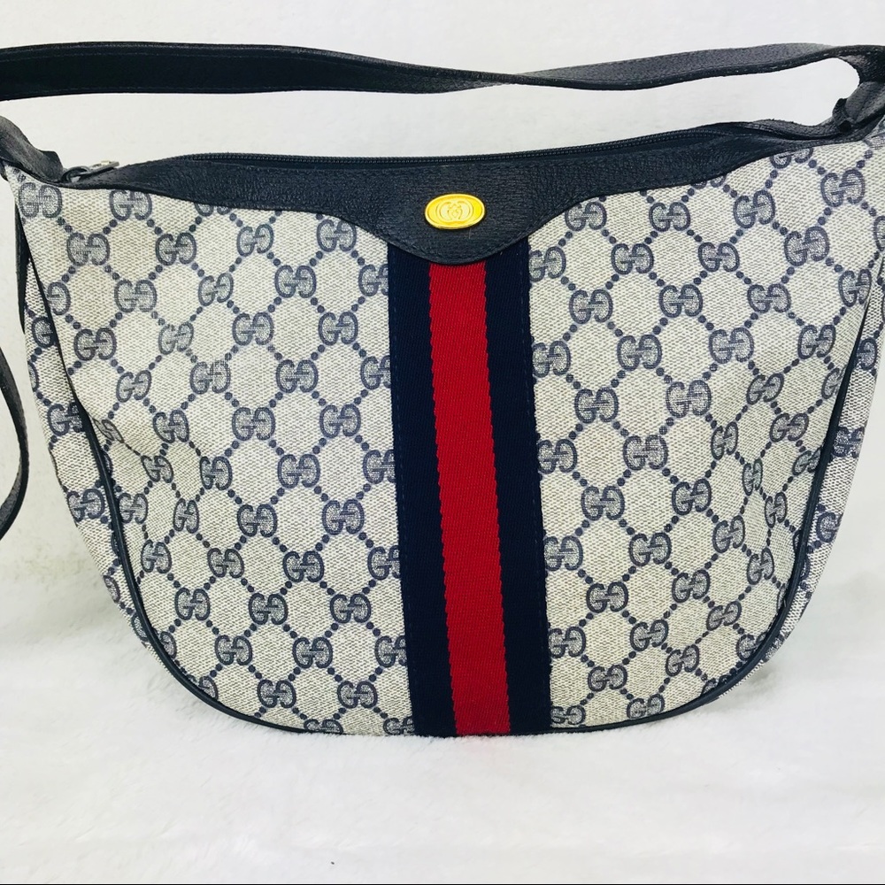 Vintage GUCCI Monogrammed Shoulder Bag Medium Size